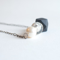 Black & White Transparent Bead Necklace NL0899 - Thumbnail 3