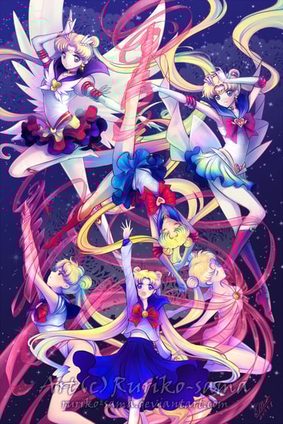 Sailor Moon Usagi Transformation Print Poster12x18'' Glossy