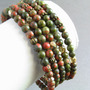 Unakite Memory Wire Bracelet, leaf charm, green bracelet, gemstone bracelet, wrap bracelet, charm bracelet-2