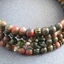 Unakite Memory Wire Bracelet, leaf charm, green bracelet, gemstone bracelet, wrap bracelet, charm bracelet-4