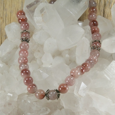 Red rutilated quartz necklace