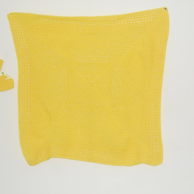 Bright yellow crochet baby blanket & booties