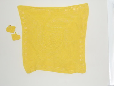 Bright Yellow Crochet Baby Blanket & Booties