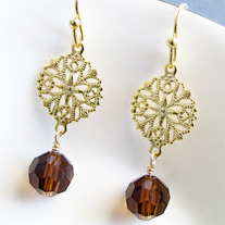 Smoked Topaz Gold Chandelier Earrings, topaz earrings, chandelier earrings, classic style, elegant earrings