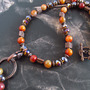 Red Marbled Agate Necklace Set, gemstone necklace, necklace and earrings, orange necklace, colorful necklace-3