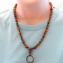 Red Marbled Agate Necklace Set, gemstone necklace, necklace and earrings, orange necklace, colorful necklace-2