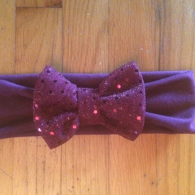 Maroon sequin bow headwrap
