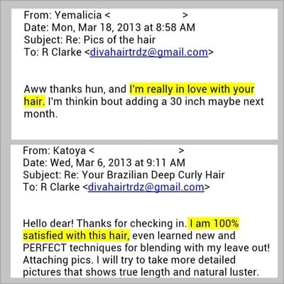 Actual customer hair photos & testimonials!