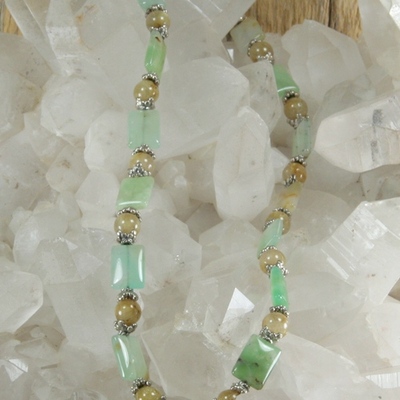 Chrysoprase and honey opal necklace