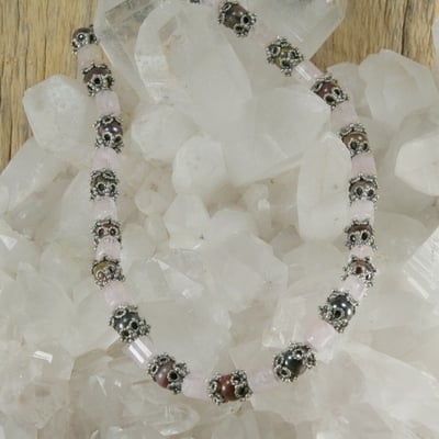 Morganite and tiger iron necklace