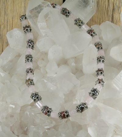 Morganite and Tiger Iron Necklace
