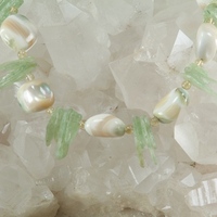 Natural Mother of Pearl,Citrine and Green Kyanite Necklace - Thumbnail 1