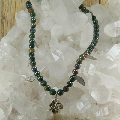 Bloodstone and hill tribe silver necklace