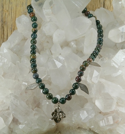 Bloodstone and Hill Tribe Silver Necklace