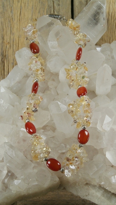 Citrine Chips and Carnelian Necklace