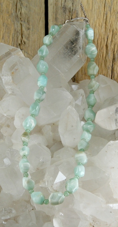 Cat's Eye and Green Aventurine Necklace