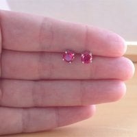 925 Ruby ( Lab Created) Stud Earrings/4mm Ruby Stud Earrings/Ruby Jewellery/Ruby Jewelery/Ruby Jewelry/July Birthstone/Silver Ruby Earrings - Thumbnail 2