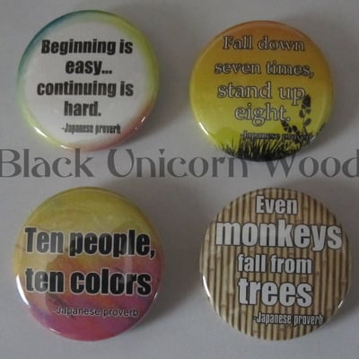 Japanese proverbs button set