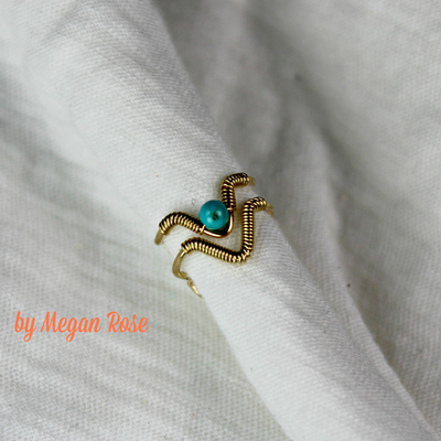 Ear cuffs with turquoise - stackable chevron set of two