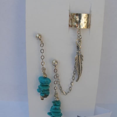 Turquoise/feather cuff - Thumbnail 4