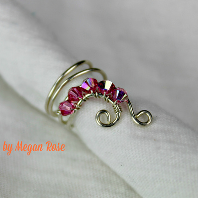 Ear cuff with pink swarovski crystal 