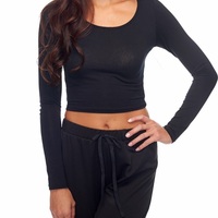 Black Basic 90s Crop Top - Thumbnail 1