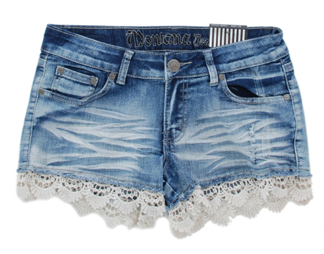 Jeans shorts with lace Clearance