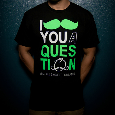 Mustache t shirt (black/ neon green)