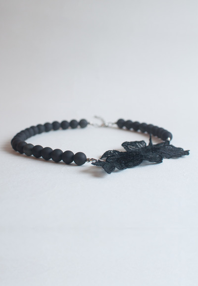 Black Lace Flower Necklace NL0877