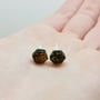 Fire Opal Hex Earrings Faux Opalescent Black Hexagon Post Stud Earrings-3