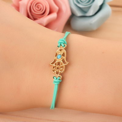 Blue hamsa rope bracelet