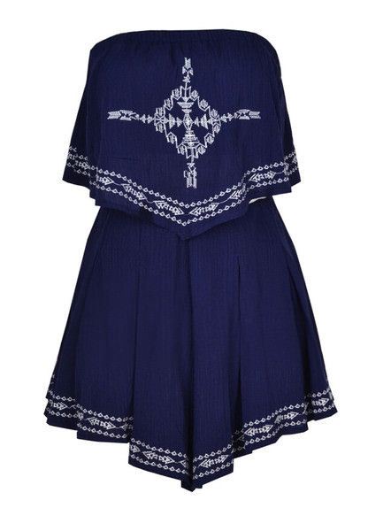 Blue Embroidery Bandana Bandeau Set