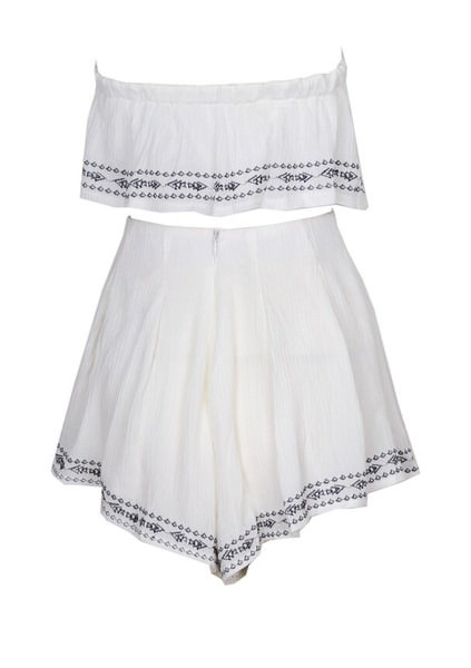 White Embroidery Bandana Bandeau Set