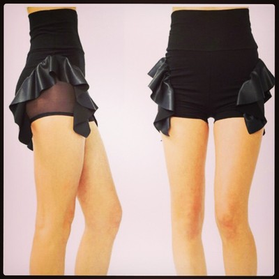 Faux leather peplum shorts