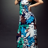 Tropical Island Prints Long Dress - Thumbnail 1