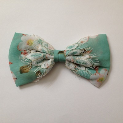 Fairy floral mint hair bow 