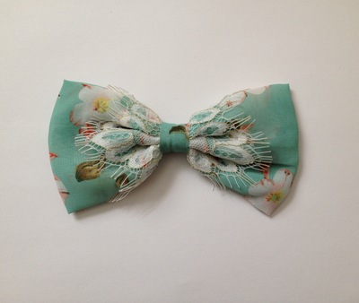 Fairy Floral Mint Hair Bow 