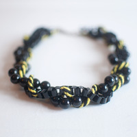 Black Link Collar Multi Strand Necklace, NL0622 - Thumbnail 3