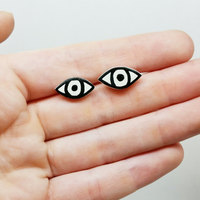 Evil Eye Stud Earrings - Thumbnail 2