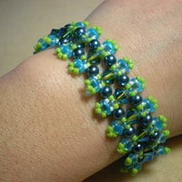 Sparkling Lime Green and Aqua Bracelet - Thumbnail 2