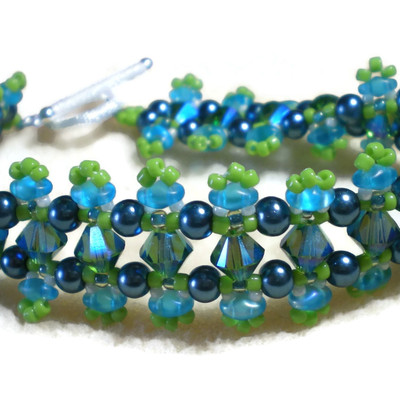 Sparkling lime green and aqua bracelet