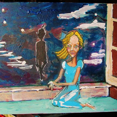 Wendy waits, a painting