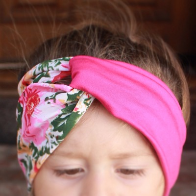 Pink & floral twisted turban