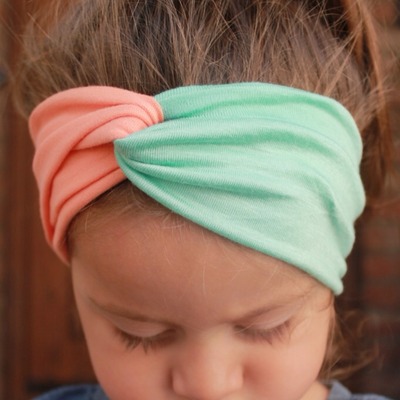 Peach & mint twisted turban