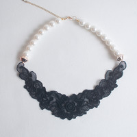 Black Lace Victorian Necklace NL0913 - Thumbnail 3