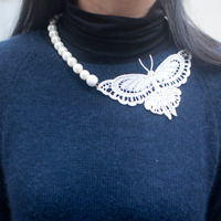 Butterfly Statement Wedding Necklace NL0730 - Thumbnail 2