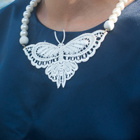 Butterfly Statement Wedding Necklace NL0730 - Thumbnail 3