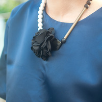 Japan Cotton Pearls Flower Necklace NL0911 - Thumbnail 2