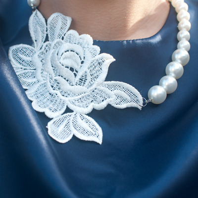 White flower pearl necklace nl0912