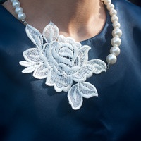White Flower Pearl Necklace NL0912 - Thumbnail 1